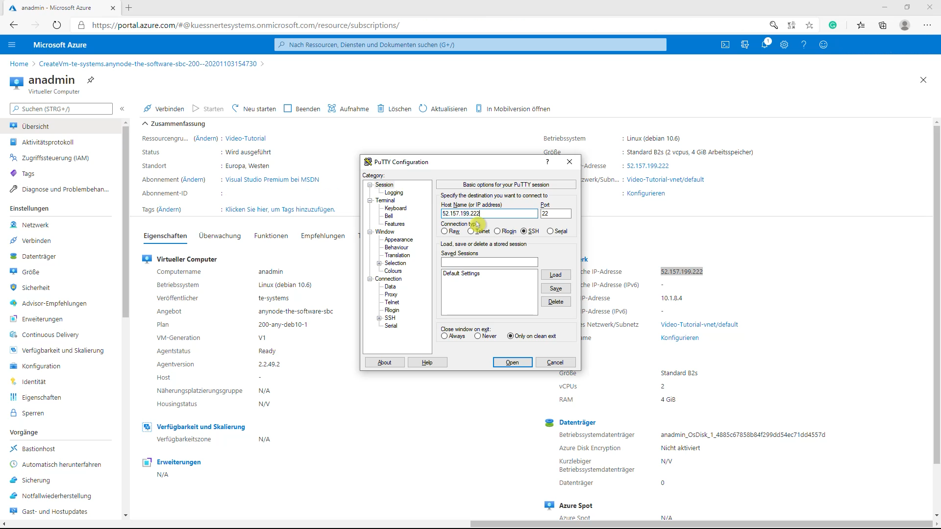 Azure Bereitstellung_16_Zugriff auf die VM